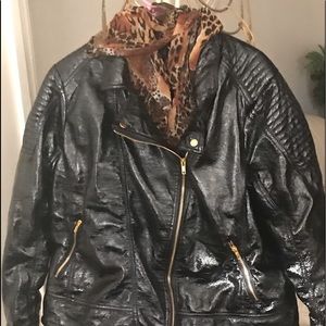 patent leather jacket with the scarf included 3x